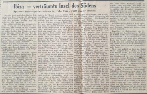Tagespost Speyer 17 Sep 1957 Ibiza - verträumte Insel des Südens